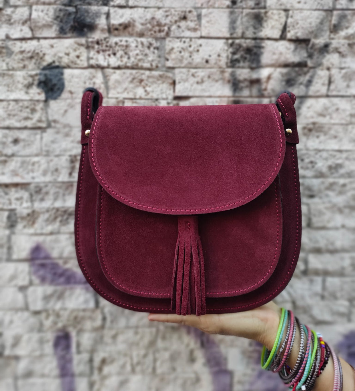 BORSA A TRACOLLA IN CAMOSCIO