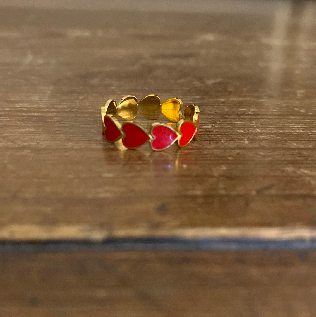 ANELLO CON CUORICINI DI SMALTO