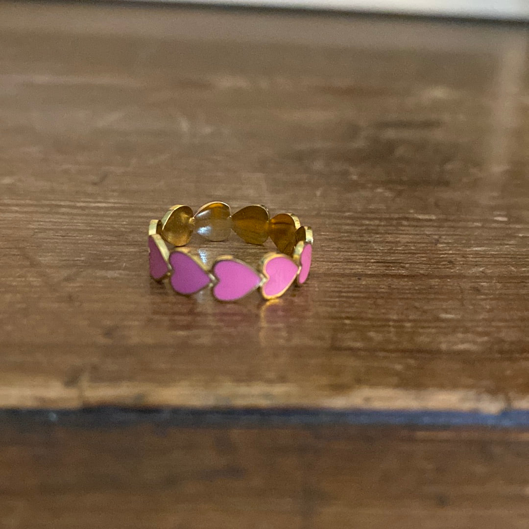 ANELLO CON CUORICINI DI SMALTO