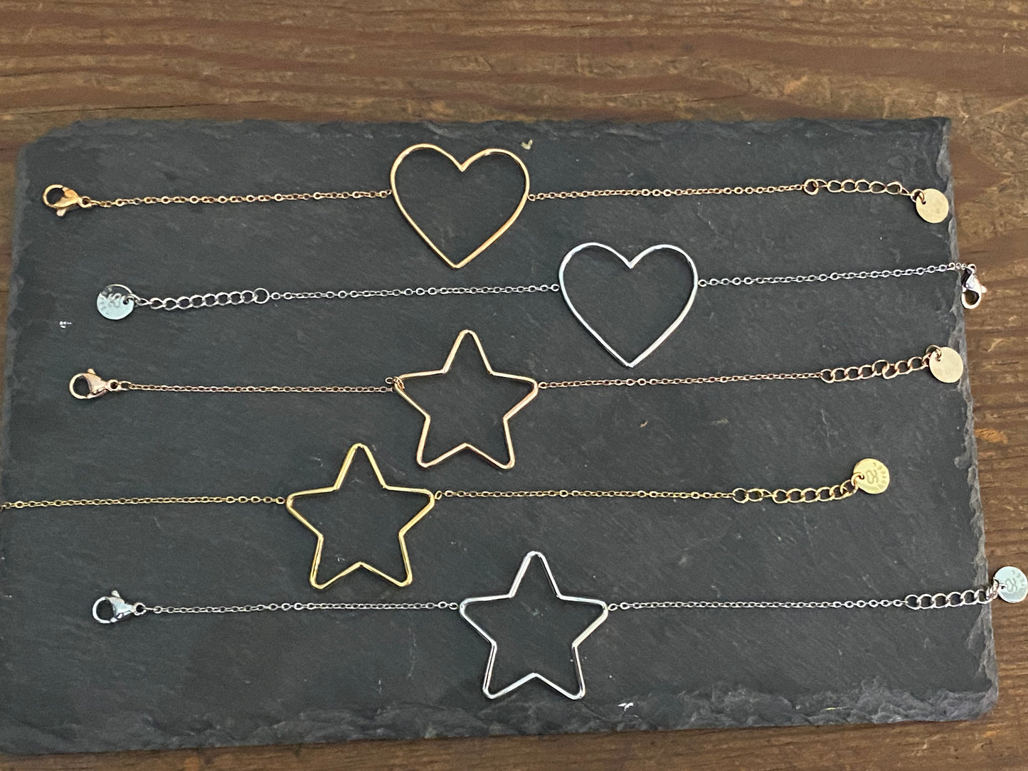 BRACCIALE SAGOMA STELLE E CUORE