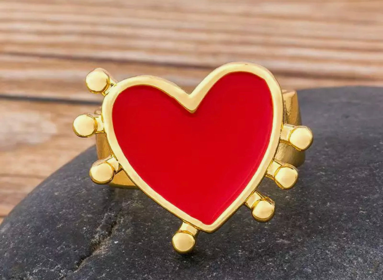 ANELLO CUORE ROSSO GRANDE